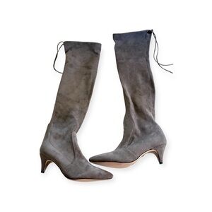 Sam Edleman  Kristie Pointed Toe Kitten Heel Taupe Over The Knee Boots Size 8